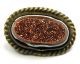Antique Glass In Metal Button Copper Sparkle W/ White Band In Oval Brass Buttons photo 1