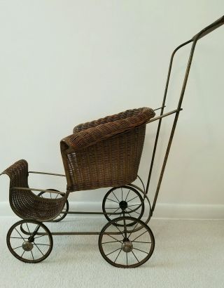 Vintage Wicker Baby Doll Carriage photo