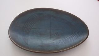 Mid Century Modern Biomorphic Pottery Dish W Trevett 1953 Birks Sterling photo