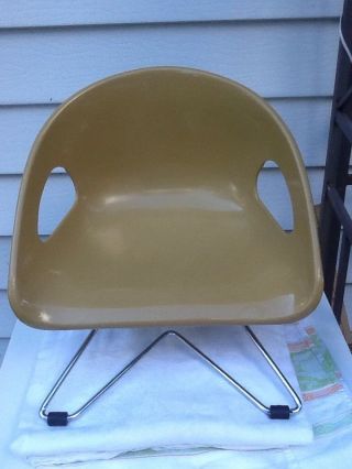 Vintage Atomic Mid Century Cosco Childs Bucket Seat Booster Chair Mustard Yellow photo