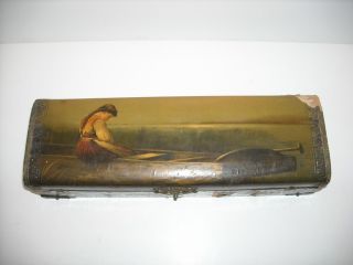 Antique Victorian Celluloid Glove Box Young Lady Boat photo