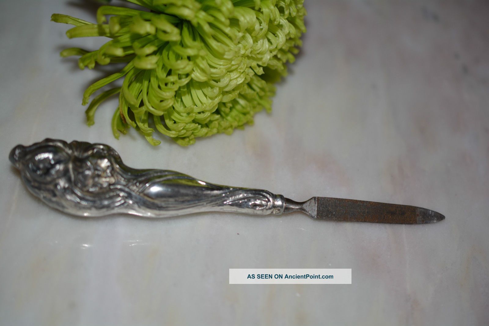 Art Nouveau.  800 Silver Embossed Floral Nail File Art Nouveau photo
