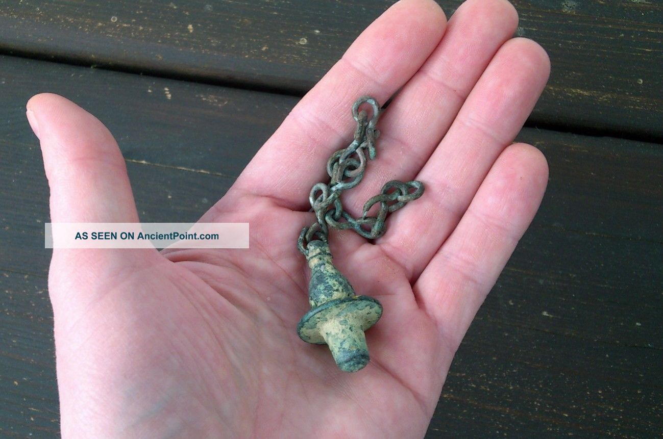 Detecting Find - Authentic Ancient Roman Bronze Cap Chain Roman photo