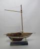 Vintage Hand Painted Pond Yacht Sailboat Wood Model 24 