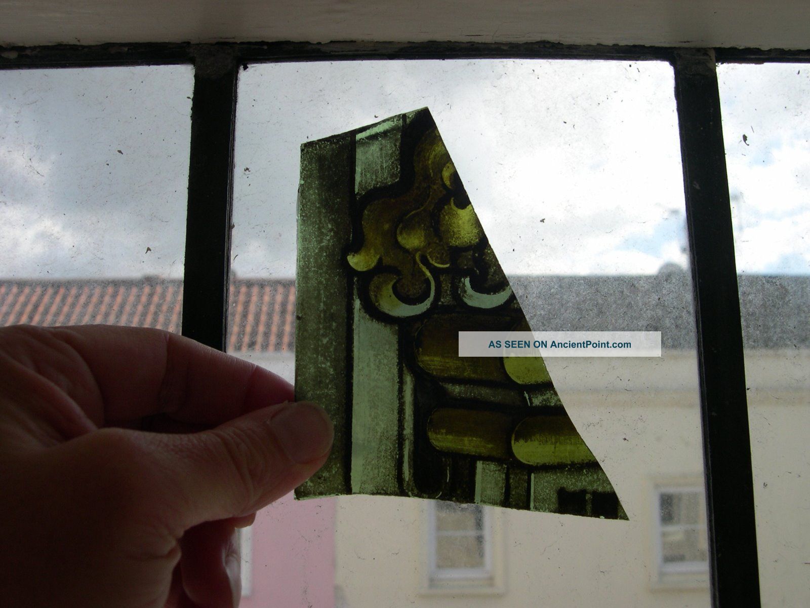 F209 - Antique Stained Glass Window Fragment - Architectural Feature - Column 1900-1940 photo