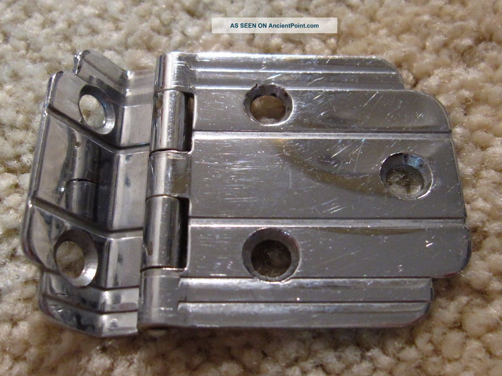 4 Vintage Art Deco Mid Century Chrome Hinges W/ Lines 3/8 " Offset