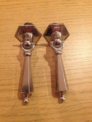 2 Classic Chrome Droplet Antique Handles For Vintage Drawers Or Cupboards photo