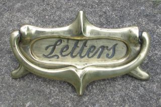 Antique Brass Art Nouveau Letter Box Plate And Door Knocker / Mail Slot photo