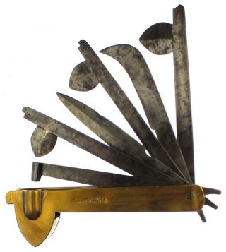 Antique Fleam By Gimel David - Brass Cased Six Tool Veterinary Instrument photo