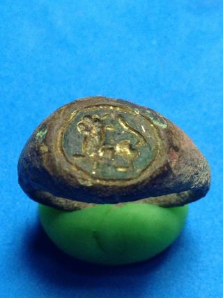 Bronze Ring With Decorated Lion,  Roman/ Celtic photo