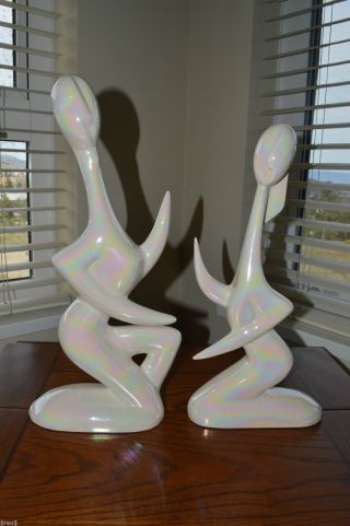 Marcia Of California Iridescent Picasso Style Figurines Mid Century Modern photo