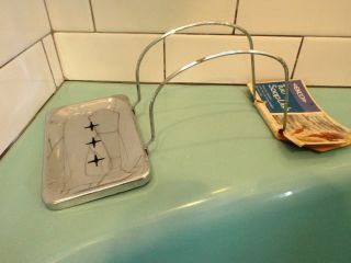 Vtg Mid Century Chrome Over Rim Tub Soap Holder Dish Bathroom Claw Foot Nos Ecko photo