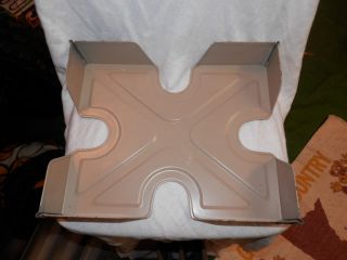 Vintage Industrial X Shape Footed Desk Tray Metal Mid Century Tan Precision photo