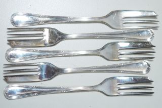 5 Pastry Cake Forks Epns Silverplate England photo