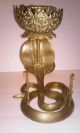 Rare Antique Brass Cobra Candlestick Holder Meditation Gong Bell Buddhist Zen Other Asian Antiques photo 9