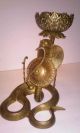 Rare Antique Brass Cobra Candlestick Holder Meditation Gong Bell Buddhist Zen Other Asian Antiques photo 3