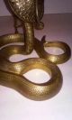 Rare Antique Brass Cobra Candlestick Holder Meditation Gong Bell Buddhist Zen Other Asian Antiques photo 6