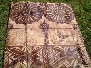 Stunning Old Tapa Cloth Siapo Samoa 1960s photo