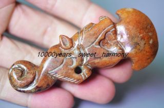 Ancient Chinese Old Jade Carved Beast Axe Pn7 photo