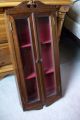 Antique Vintage Wood And Glass Curio Display Case Cabinet.  Wall Display Cases photo 3