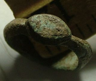 Rare Ancient Roman Child ' S Ring Artifact Evil Eye Prtection Green Patina photo