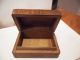 Vintage Miniature Walnut Box Hand Painted Scene Hinged Lid Exquisitely Made Old Boxes photo 1