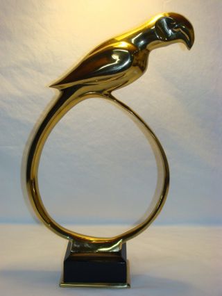Vtg Mid Century Modern Art Deco Brass Parrot Bird Sculpture Hollywood Regency photo