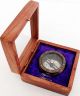 Vintage Henry Hughes London Antique Brass Compass With Mirror Top Wooden Box Compasses photo 2