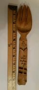Vintage Hand Carved Wooden Spoon - Fork Grape Leaves Design Other Antique Woodenware photo 1