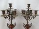 Pair (2) 19thc Antique Victorian Garniture Marble Bronze Candlestick Candelabra Metalware photo 1
