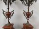 Pair (2) 19thc Antique Victorian Garniture Marble Bronze Candlestick Candelabra Metalware photo 2