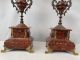 Pair (2) 19thc Antique Victorian Garniture Marble Bronze Candlestick Candelabra Metalware photo 3