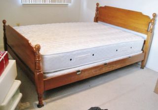 Vintage Mid - Century Solid Rock Maple Full Bed W/ Matresses Kling York Vgc photo