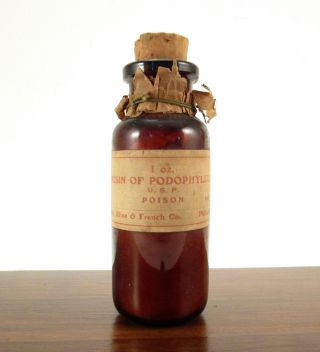 Antique Smith Kline French Glass Medicine Poison Bottle,  Resin Of Podophyllum photo