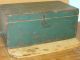 A Late Small 18th C Lift Top Blanket Chest In Old Green Paint Over Red Primitives photo 1