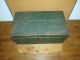 A Late Small 18th C Lift Top Blanket Chest In Old Green Paint Over Red Primitives photo 7