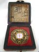 Chinese Old Style Vintage Wood Leather Dragon Phoenix Box With Fengshui Compass Compasses photo 1