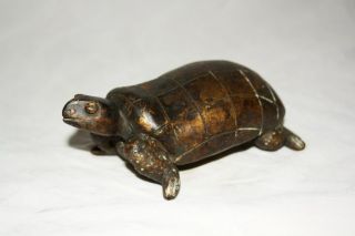 Antique Solid Cast Bronze African Tribal Art Rare Ashanti Akan Sculpture Turtle photo