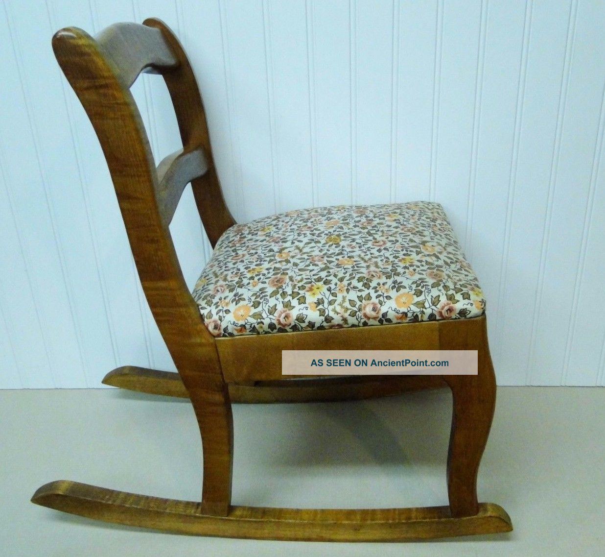 Vintage Wooden Childs Armless Rocking Chair Cushion Seat Hardwood Hand Made? Euc 1900-1950 photo