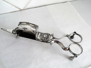 Antique Silver Plate Scissor Action Candle Snuffer C1800 photo