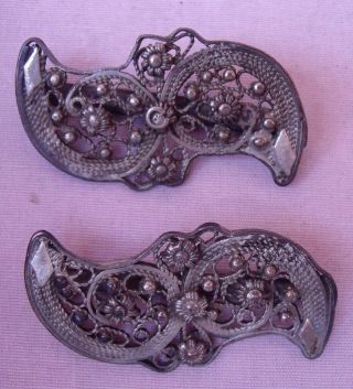 2 Antique Victorian Dress Shoe Hat Belt Sew - On Slide Ornaments Wire And Steels photo