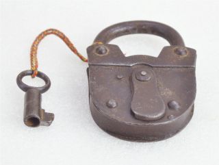 1850s Antique Hand Crafted Iron Brass Pad Lock Germany photo