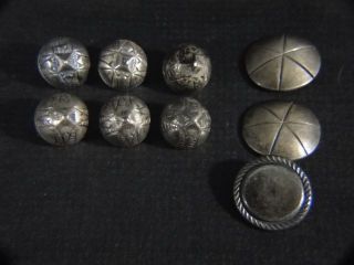 6 Vintage Chinese Fancy Sterling Silver Sewing Clothes Buttons & 3 Other Buttons photo