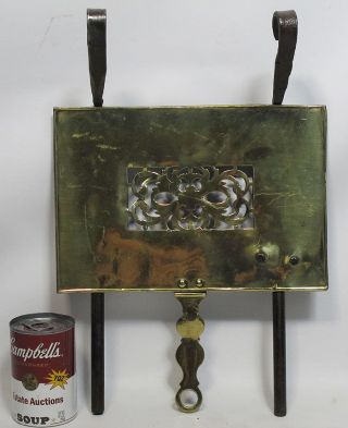 Antique 19th C Brass & Wrought Iron Primitive Fireplace Trivet Hearthware Nr Yqz photo