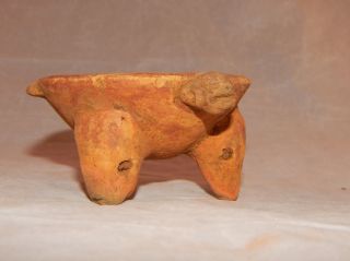 Pre - Columbian Tripod Bowl With Zoomorphic,  Ancient Artifact,  Rattle Legs photo