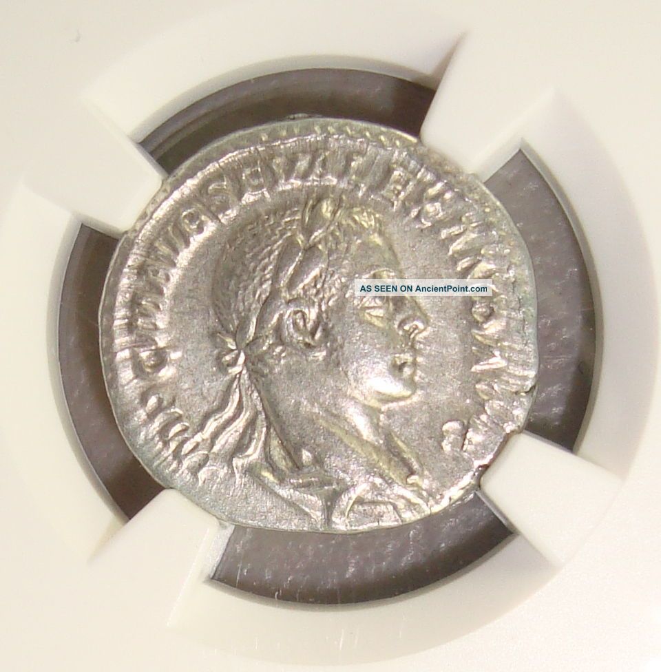 Ad222 - 235 Severus Alexander Victory Reverse Ancient Roman Silver Denarius Ngc Xf Roman photo