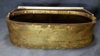Vintage Antique Hand Made Wood & Leather Tool Box Caddy Blacksmith Ferrier Old photo