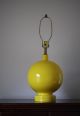 Large Vintage Yellow Glazed Ceramic Orb Table Lamp Mid Century Mod Lotte Style Mid-Century Modernism photo 2