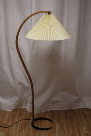 Caprani Bentwood Floor Lamp W/shade Denmark Mid Century Danish Modern Teak Light photo