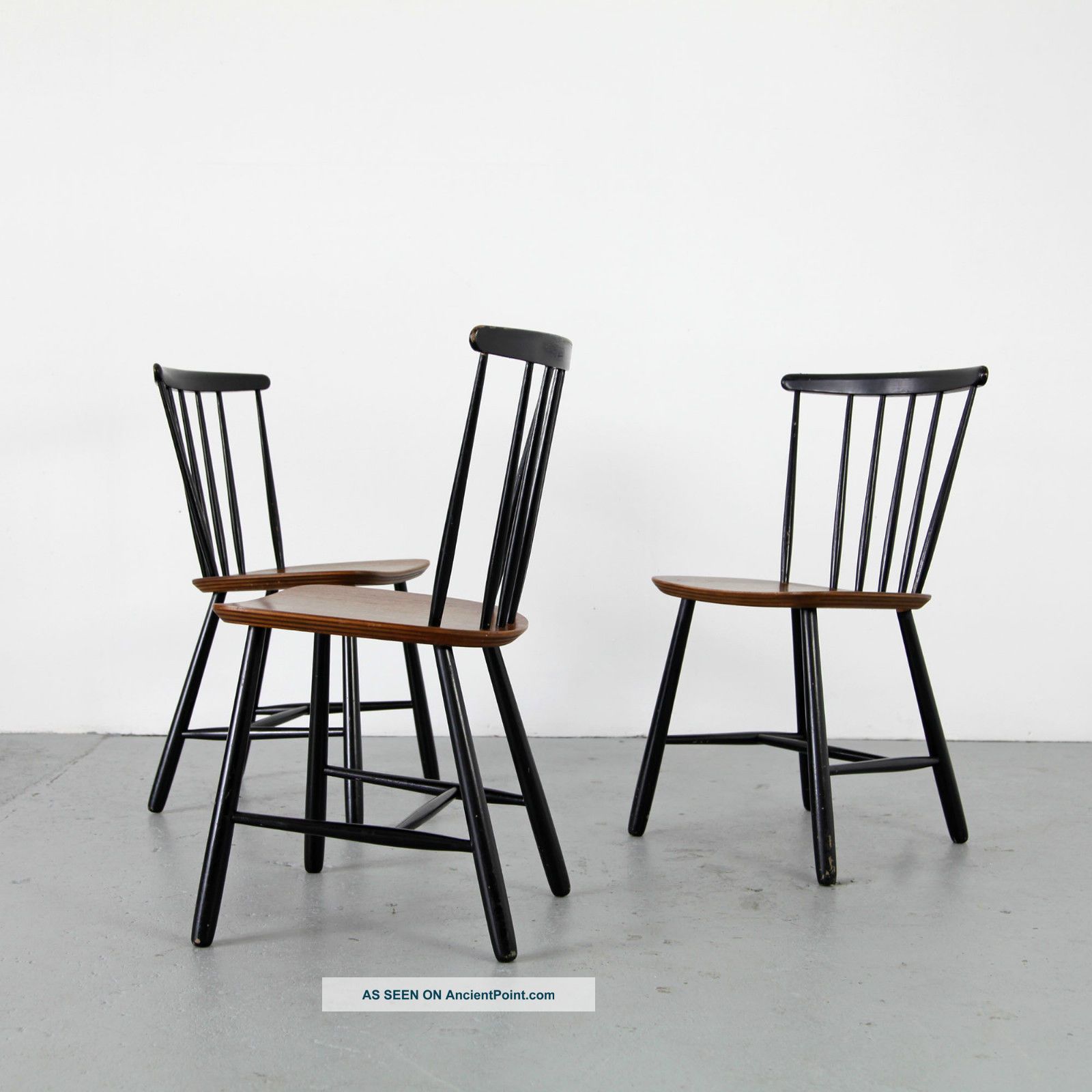 3 Mid Century Modern Teak Chairs 60s Denmark | Danish Modern Stühle W Tapiovaara 1900-1950 photo